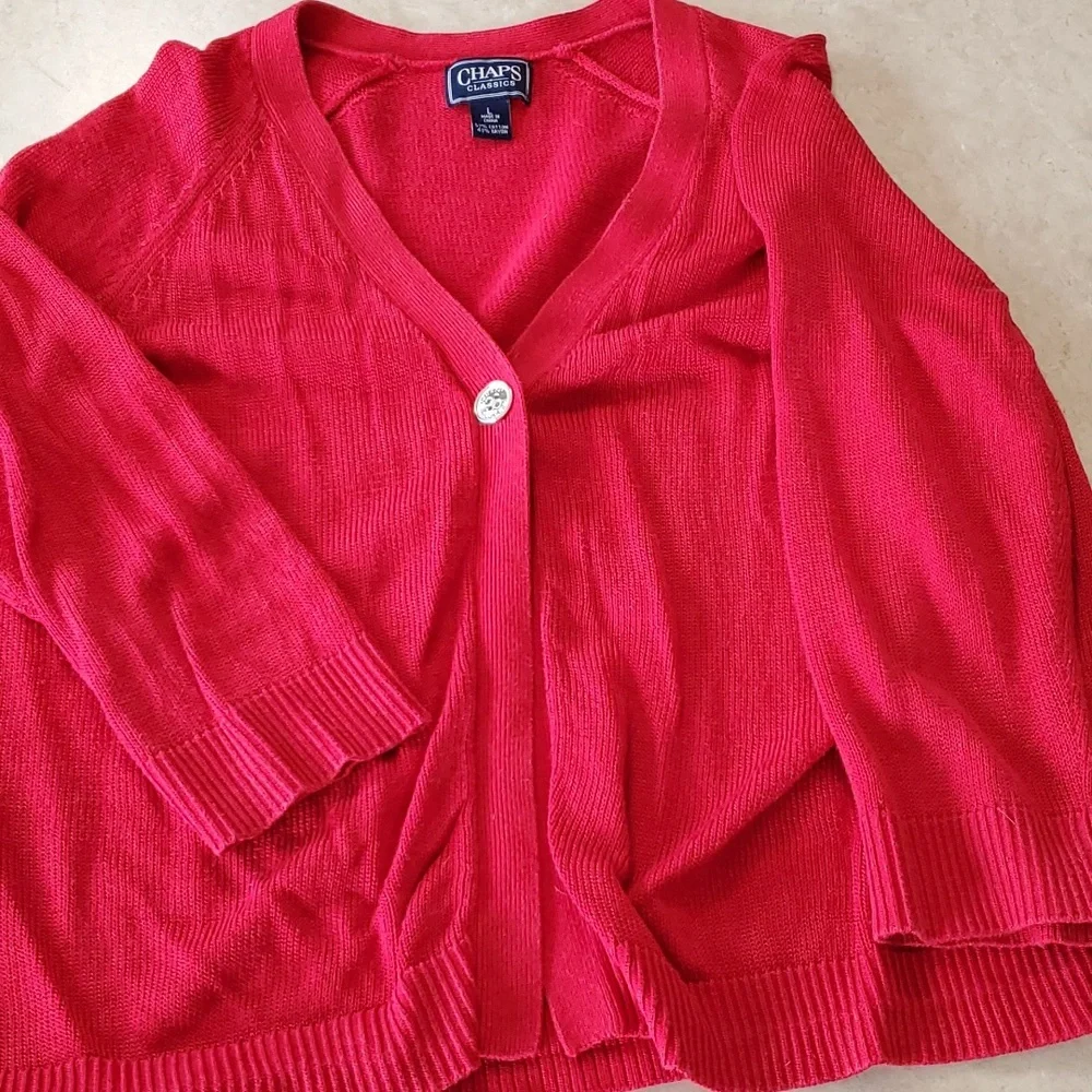 Chaps by Ralph Lauren women's one-button front closure cardigan. Size large. - Picture 6 of 6